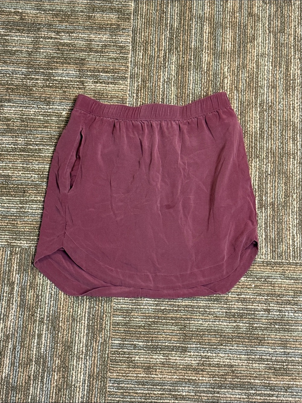 Madewell Maroon High-Low Elastic Waist Skirt